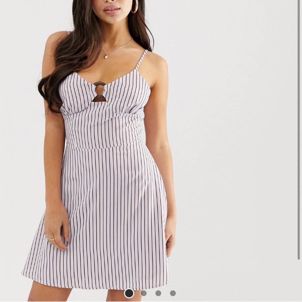 Fashion Union petite mini dress with ring detail in stripe